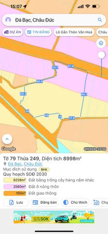 Bán Đất 8999m2 giá 11 tỷ tại Xã Đá Bạc Huyện Châu Đức Bà Rịa - Vũng Tàu