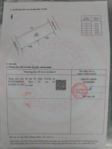 Bán Đất 500m2 giá 1.3 tỷ tại Xã Xuân Hiệp Huyện Xuân Lộc Đồng Nai