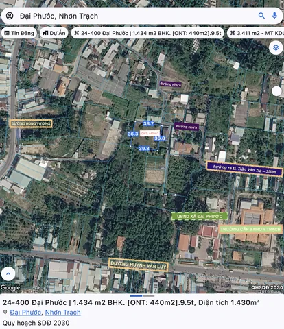 Đất nhà vườn Nhơn Trạch thích hợp xây biệt thự nghỉ dưỡng / Diện tích 1.434 m2 [đã có 440 m2 đất ở ONT] / gần cầu Cát Lái