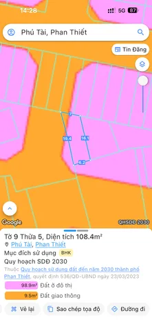 Bán Đất 117m2 giá 800 triệu tại Đường Vũ Trọng Phụng Phường Phú Tài Thành phố Phan Thiết Bình Thuận