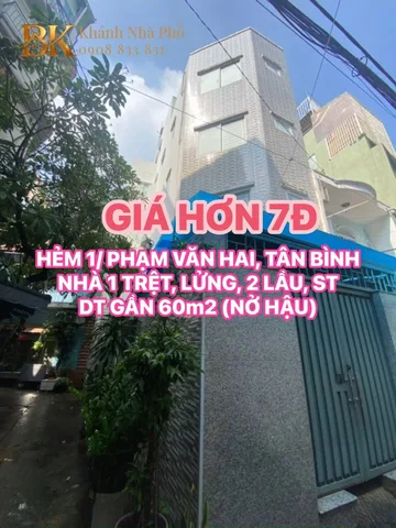 🏠HẺM 1/ PHẠM VĂN HAI, TÂN BÌNH - DT GẦN 60m2 - NHÀ 1 TRỆT 4 LẦU - GIÁ HƠN 7Đ💕💕