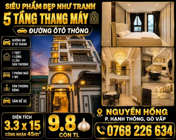 Bán Nhà riêng 45m2 có sẵn 45 m2 thổ cư giá 9.8 tỷ tại Đường Nguyên Hồng Phường 03 Quận Gò Vấp TP. Hồ Chí Minh