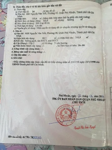 Bán Nhà Mặt Tiền 68B Nguyễn Văn Trỗi, P8, Phú Nhuận