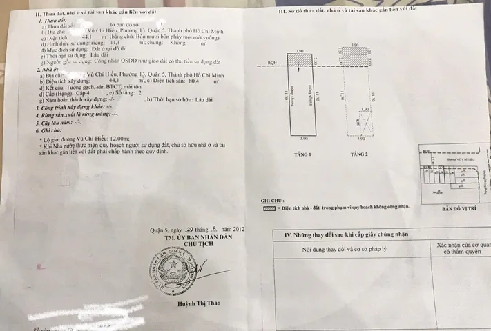 Bán Nhà Mặt Tiền 5 Vũ Chí Hiếu, P.13, Q.5
