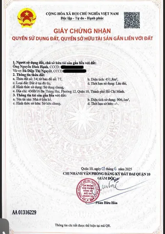 Bán Nhà Hẻm 436B/16 3 Tháng 2, Phường 12, Quận 10