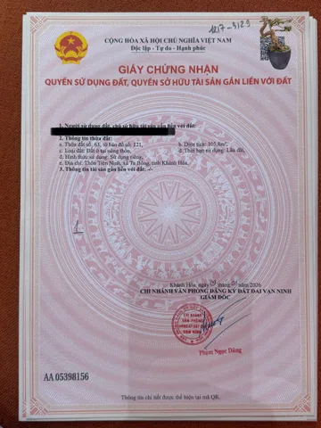 🔥 BÁN ĐẤT THỔ CƯ THÔN TIÊN NINH 105,8m² – XÃ TU BÔNG, KHÁNH HÒA 🔥