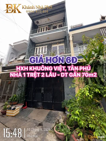🏠 HXH KHUÔNG VIỆT, TÂN PHÚ - NHÀ 1 TRỆT 2 LẦU - DT GẦN 70m2 - GIÁ HƠN 6Đ💕💕