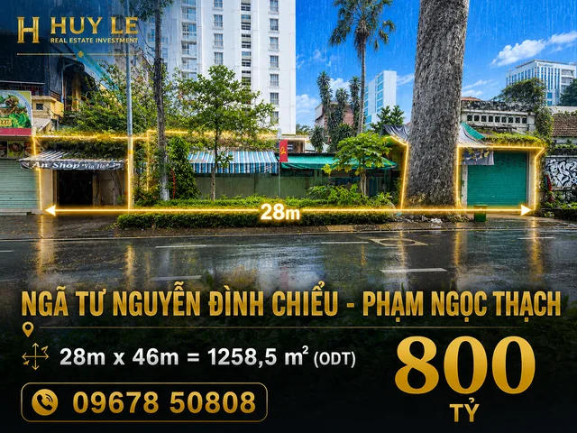 Mặt tiền 128 Nguyễn Đình Chiểu - Phạm Ngọc Thạch [ 28m x 46m ] CN: 1258,5m2 (ODT)