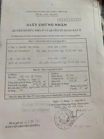 Bán Nhà Mặt Tiền 237 HAI BÀ TRƯNG, P. Võ Thị Sáu, Q. 3