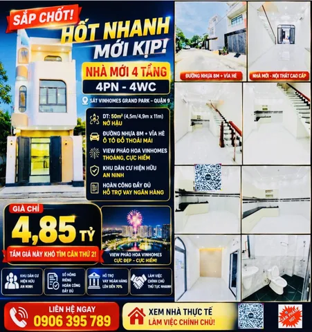 🆘 CHỈ 4,85 TỶ – NHÀ RIÊNG 50M² THỔ CƯ 100% – NGAY NGUYỄN XIỂN, LONG THẠNH MỸ – SỔ HỒNG RIÊNG, MUA Ở NGAY!