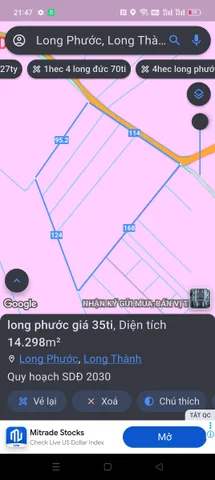 Bán Đất 15000m2 có sẵn 1400 m2 thổ cư giá 35 tỷ tại - Chọn - Xã Long Phước Huyện Long Thành Đồng Nai