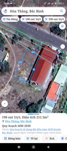 Bán Đất 198m2 có sẵn 198 m2 thổ cư giá 1.5 tỷ tại Xã Hòa Thắng Huyện Bắc Bình Bình Thuận