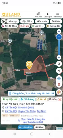 Bán Đất 1038m2 có sẵn 100 m2 thổ cư giá 460 triệu tại Đường 793 Xã Tân Hội Huyện Tân Châu Tây Ninh