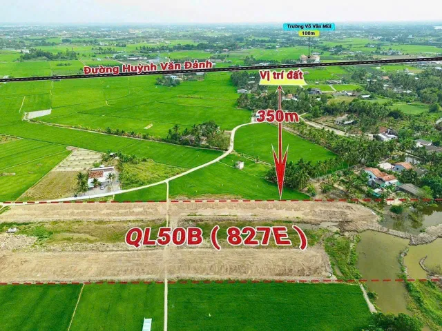 Bán đất thổ cư + lúa 1586m2 trong đó có 291m2 thổ cư kế bên động lực 827e tại Long An