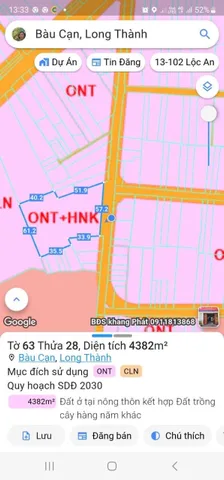 Bán Đất 4381m2 có sẵn 300 m2 thổ cư giá 15 tỷ tại - Chọn - Xã Bàu Cạn Huyện Long Thành Đồng Nai