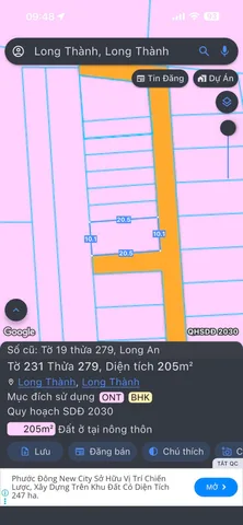 Bán Đất 205m2 có sẵn 80 m2 thổ cư giá 2.6 tỷ tại - Chọn - Xã Long An Huyện Long Thành Đồng Nai
