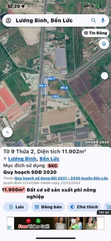 Bán Đất 12000m2 có sẵn 10000 m2 thổ cư giá 50 tỷ tại Xã Lương Bình Huyện Bến Lức Long An