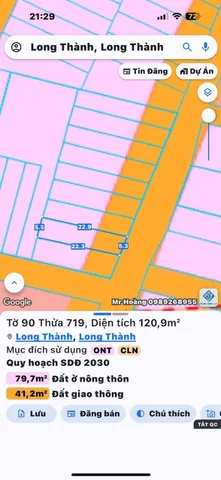 Bán Đất 120m2 có sẵn 80 m2 thổ cư giá 1.8 tỷ tại - Chọn - Xã Lộc An Huyện Long Thành Đồng Nai