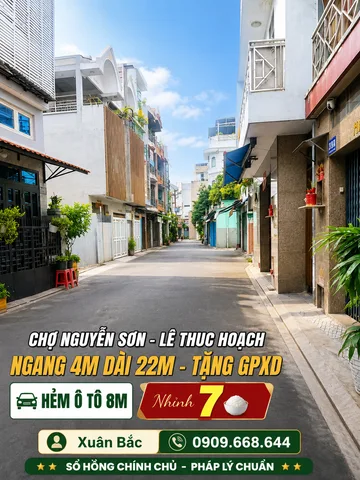 BÁN ĐẤT TẶNG NHÀ – TRUNG TÂM TÂN PHÚ – LÊ THÚC HOẠCH - 88M²