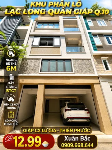 GIÁP LÝ THƯỜNG KIỆT+ THIÊN PHƯỚC NHÀ ĐẸP NGANG LỚN 6M*XÂY 5 TÂNG BTCT HẺM 🚘