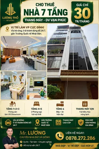 🔥 CHO THUÊ NHÀ 7 TẦNG THANG MÁY - DV VẠN PHÚC (50M2)