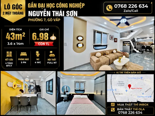 Bán Nhà riêng 43m2 có sẵn 43 m2 thổ cư giá 6.98 tỷ tại - Chọn - Phường 07 Quận Gò Vấp TP. Hồ Chí Minh