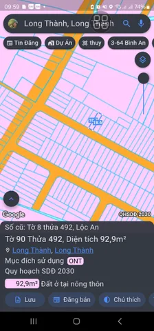 Bán Đất 93m2 có sẵn 93 m2 thổ cư giá 1.3 tỷ tại - Chọn - Xã Lộc An Huyện Long Thành Đồng Nai