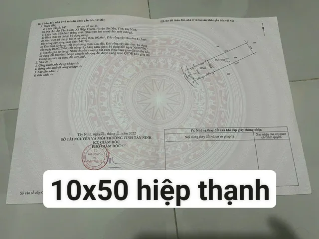 Bán Đất 500m2 có sẵn 10 m2 thổ cư giá 600 triệu gần Đường Quốc Lộ 22B Xã Hiệp Thạnh Huyện Gò Dầu Tây Ninh