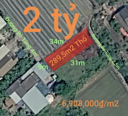 Bán Đất 289.5m2 có sẵn 289.5 m2 thổ cư giá 2 tỷ tại Thị trấn Tân Trụ Huyện Tân Trụ Long An
