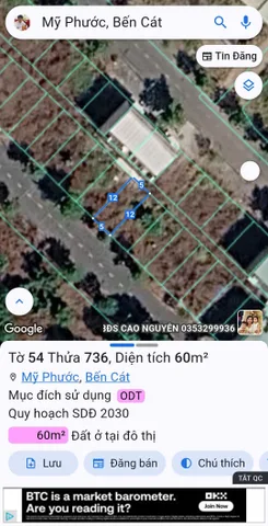Bán Đất 60m2 có sẵn 60 m2 thổ cư giá 850 triệu tại Phường Mỹ Phước Thị xã Bến Cát Bình Dương