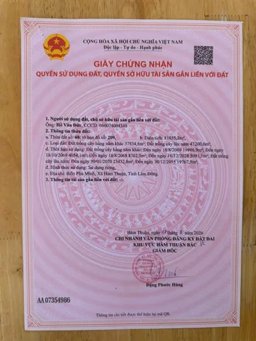Bán Đất 81035m2 giá 10.54 tỷ tại Xã Thuận Minh Huyện Hàm Thuận Bắc Bình Thuận