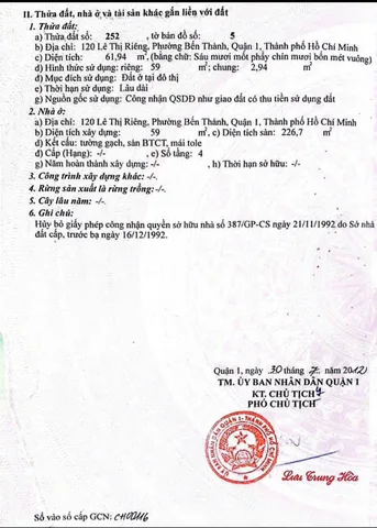 Bán Nhà Mặt Tiền 120 Lê Thị Riêng, Phường Bến Thành, Quận 1