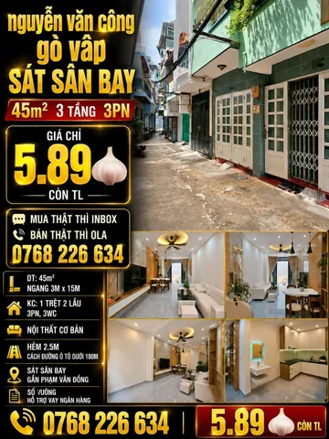 Bán Nhà riêng 45m2 có sẵn 45 m2 thổ cư giá 5.89 tỷ tại - Chọn - Phường 03 Quận Gò Vấp TP. Hồ Chí Minh