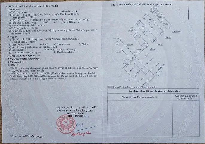 Bán Nhà Mặt Tiền 114 Lê Thị Hồng Gấm, P. Nguyễn Thái Bình, Quận 1