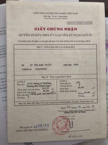 Bán Nhà Mặt Tiền 123A -123 Bis Lê Thị Riêng, P. Bến Thành, Q. 1