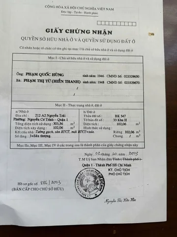 Bán Nhà Mặt Tiền 212A2 Nguyễn Trãi, Phường Nguyễn Cư Trinh, Quận 1
