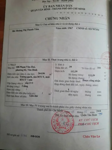 Bán Nhà Mặt Tiền 108 Phạm Văn Hai, Phường 2, Tân Bình