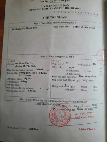 Bán Nhà Mặt Tiền 108 Phạm Văn Hai, Phường 2, Tân Bình