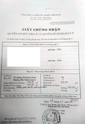 Bán Nhà Mặt Tiền 53 Thủ Khoa Huân, Phường Bến Thành, Quận 1
