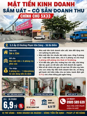 Bán Nhà riêng 165m2 có sẵn 165 m2 thổ cư giá 6.9 tỷ tại Đường Phamj van samg Xã Bà Điểm Huyện Hóc Môn TP. Hồ Chí Minh