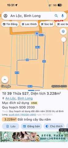 Bán Đất 3200m2 có sẵn 14 m2 thổ cư giá 650 triệu tại - Chọn - Xã Thanh Lương Thị xã Bình Long Bình Phước