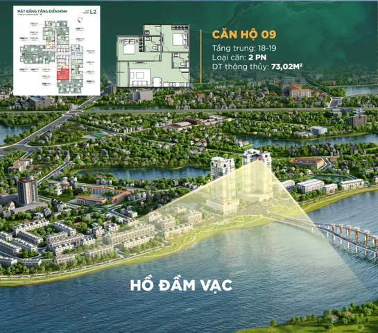 DUY NHẤT 1 CĂN 2PN VIEW TRỌN HỒ ĐẦM VẠC – LUXORA VĨNH YÊN