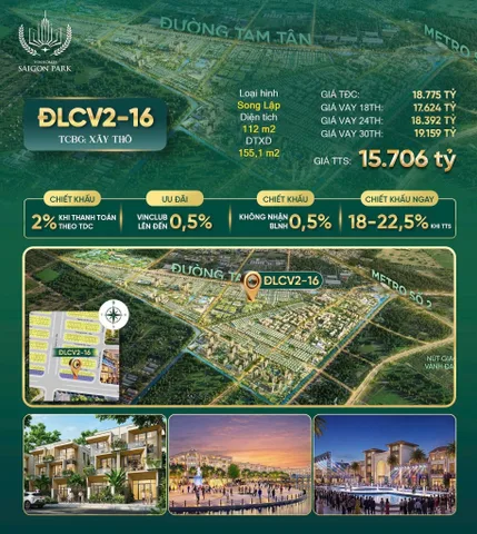 BÁN CĂN SONG LẬP ĐẠI LỘ CÔNG VIÊN-112M2- DỰ ÁN VINHOMES SÀI GÒN PARK- GIÁ TỐT CHO ANH CHỊ ĐẦU TƯ