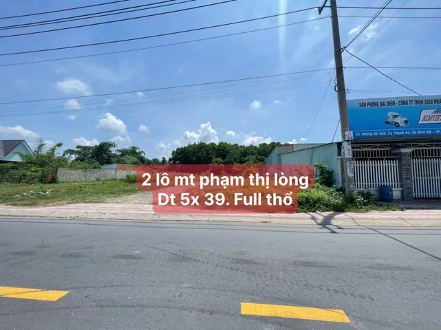 Bán 2 lô đất mặt tiền đường Phạm Thị Lòng, xã Trung An dt 195m2 full thổ giá 4 tỷ / lô