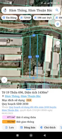 Bán Đất 143m2 có sẵn 143 m2 thổ cư giá 1.14 tỷ tại Xã Hàm Thắng Huyện Hàm Thuận Bắc Bình Thuận