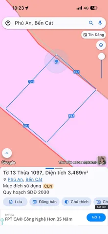 Bán Đất 3469m2 giá 10 tỷ tại Xã Phú An Thị xã Bến Cát Bình Dương