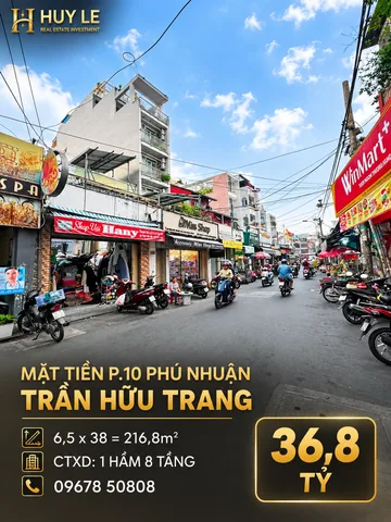 Mặt Tiền 114 Trần Hữu Trang P.10 Phú Nhuận - [6,5 x 38m] 216,8m2 - 36,8tỷ