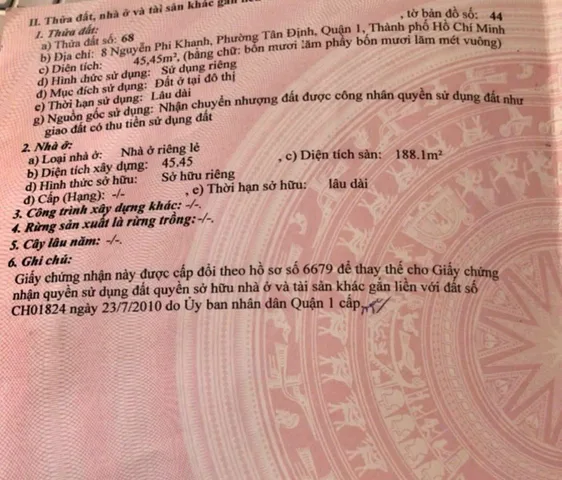Bán Nhà Mặt Tiền 8 Nguyễn Phi Khanh, Đa Kao, Q1