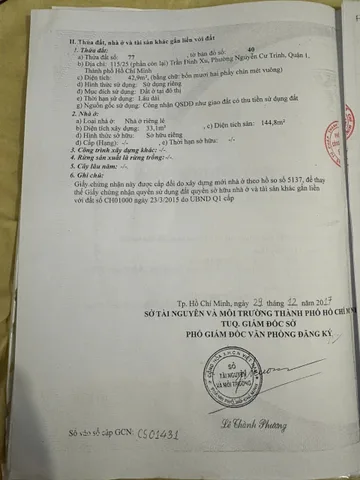 Bán Nhà Hẻm 115/29 Trần Đình Xu, Phường Nguyễn Cư Trinh, Quận 1