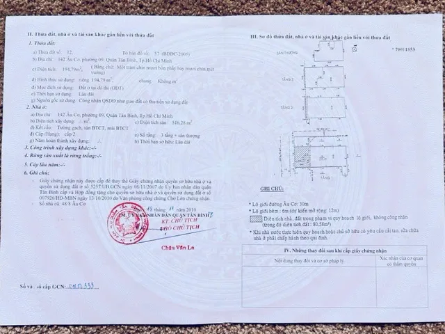 Bán Nhà Mặt Tiền 142 Âu Cơ, P.9, Tân Bình